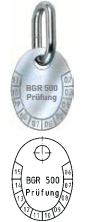 Prüfmarke BGR 500 kap. 12.8 (UVV/VBG 9 a) galv. verzinkt